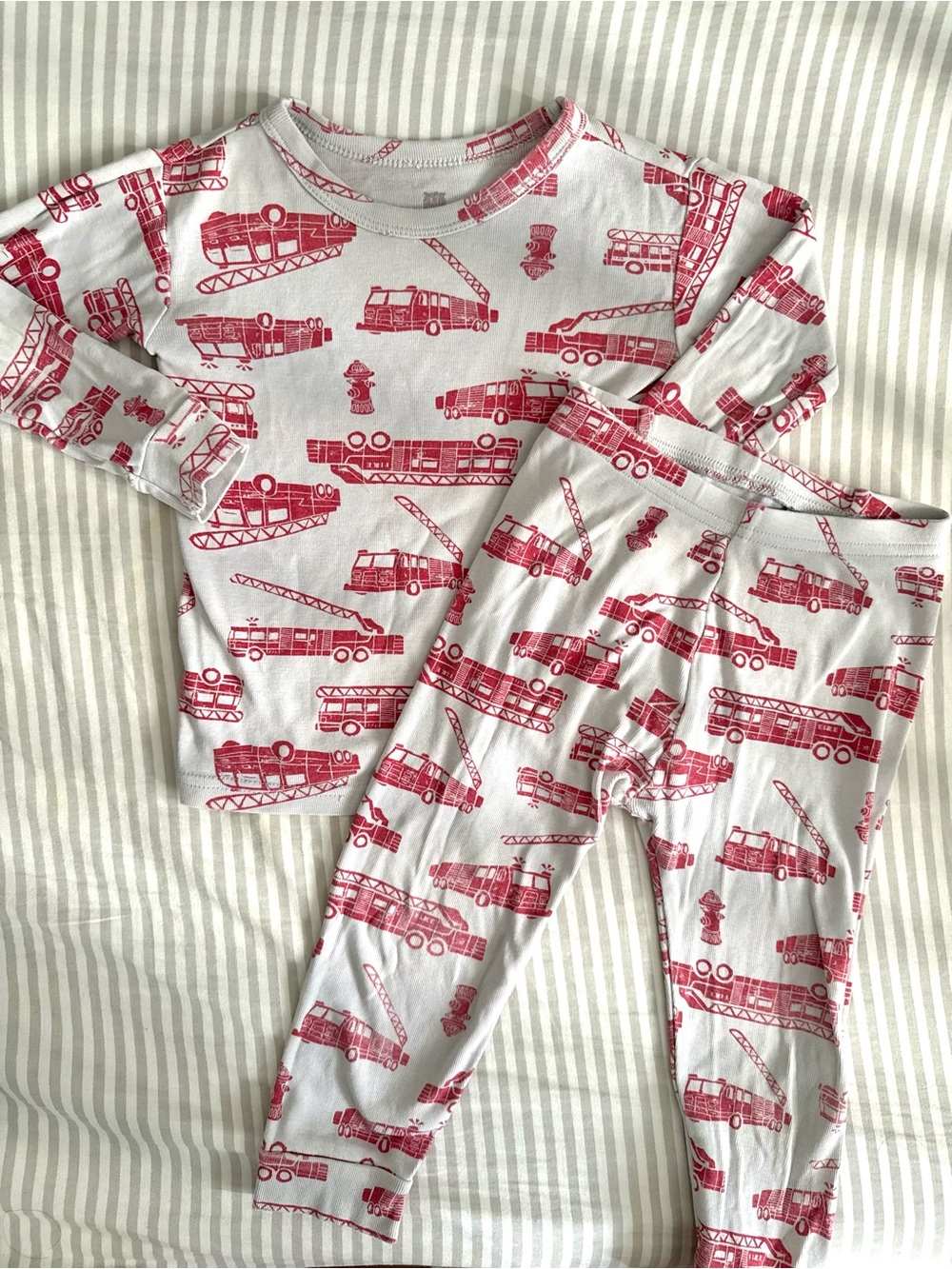 babyGap Fire Truck PJ Set Gray & Red